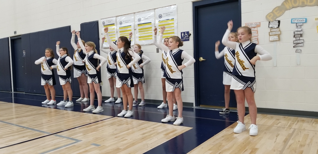 Wheatland cheerleaders perform at the girls basketball game on Monday.