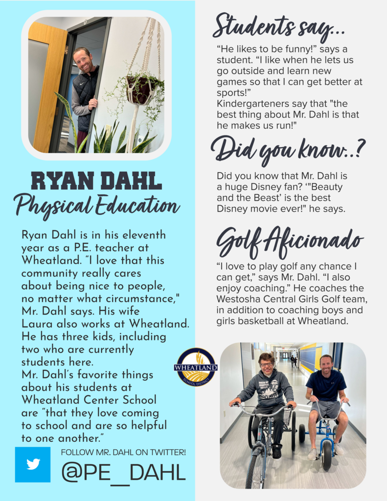 Ryan Dahl, Physical Education Teacher